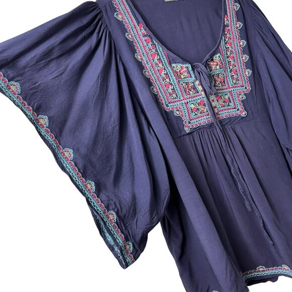 Lordkitsch Embroidered Top Flutter Sleeve Boho‎ Hippie Fairy 4 (2791) - Picture 2 of 4